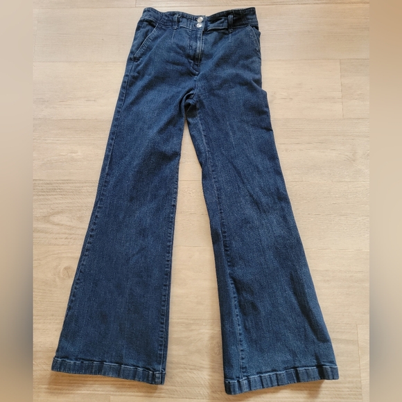 Maeve By Anthropologie Blue Flare Jeans Classic Wide Leg Style - Picture 2 of 15